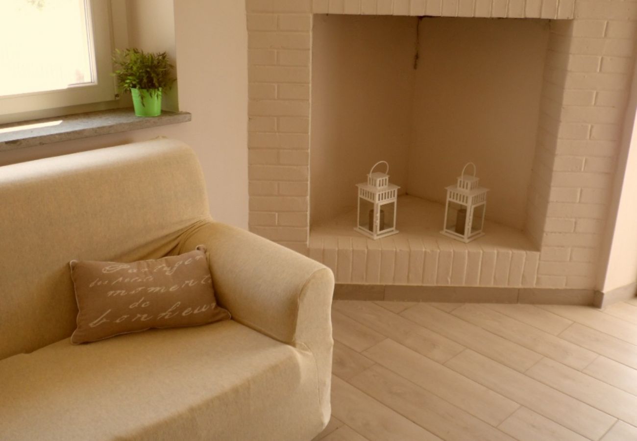 dining room with fireplace on Lake Bolsena